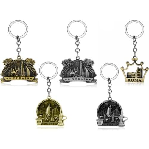 Roma Keychain Dubai Key Chains Metal Pendant Key Ring Trinket Women Men Souvenirs