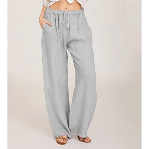 Women Solid Casual Fashion Pant Summer Pants High Waisted Loose Wide Straight Leg 2021 Casual Homewear Trousers For Female New