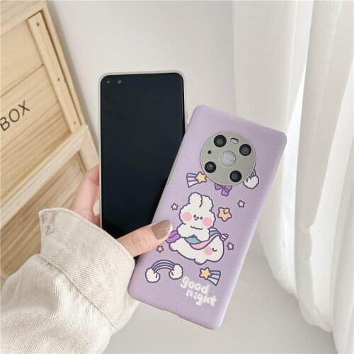 Rainbow Rabbit Case for Huawei Nova8 Pro 5G Nova 7 Pro Funda Capa Cute P30 P40 Girl Gift Fro Mate40Pro Mate 30 Good Night Bunny