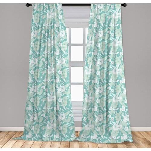 Flower Curtains Hawaiian Floral Tropical Hibiscus and Exotic Leaves Window Curtains for Living Room Bedroom