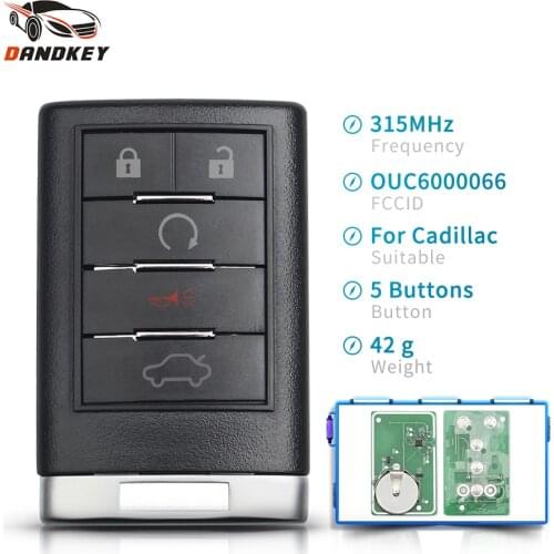 Dandkey Replacement Smart Remote Key Fob 315MHz For Cadillac CTS 2011-2014/ STS 2008-2011/ SRX 2010-2015 OUC6000066/NBG009768T