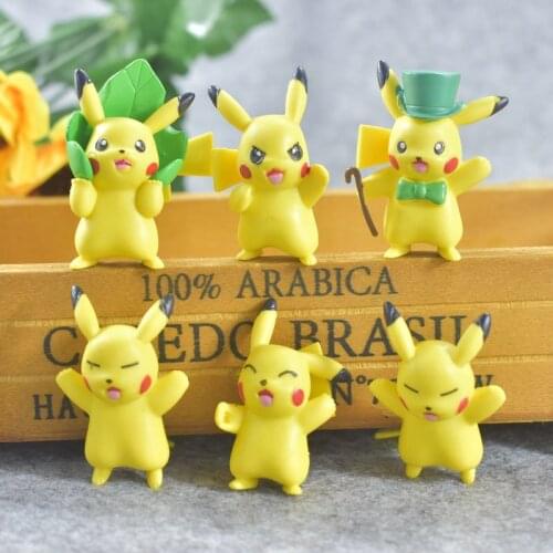 Pokemon Pikachu Figure 6pcs Anime Pocket Monster Elf Leather Doll Toys Collectible Ornaments Kids Gifts