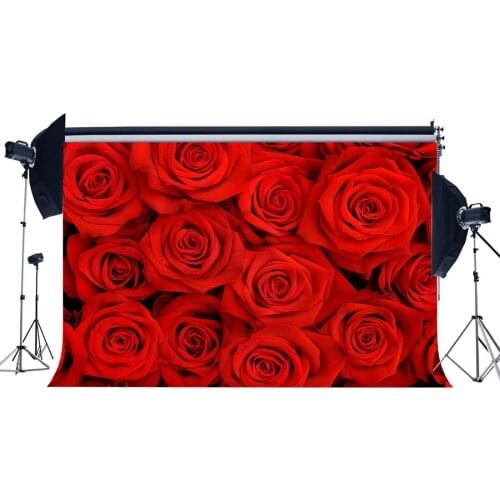 Photography Backdrops Valentines Day Backdrop Blooming Fresh Floral Red Rose Flowers Wedding Background
