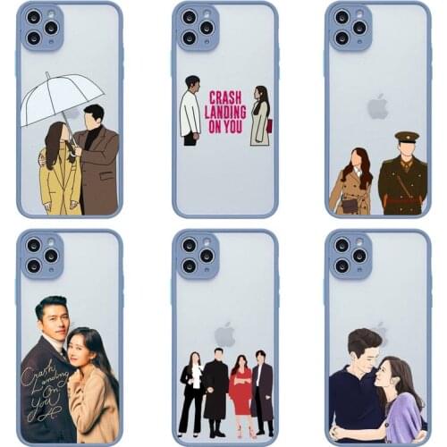 Crash Landing On You Phone Case For iphone 12 11 Pro Max Mini XS 8 7 Plus X SE 2020 XR Matte Transparent Light gray Cover