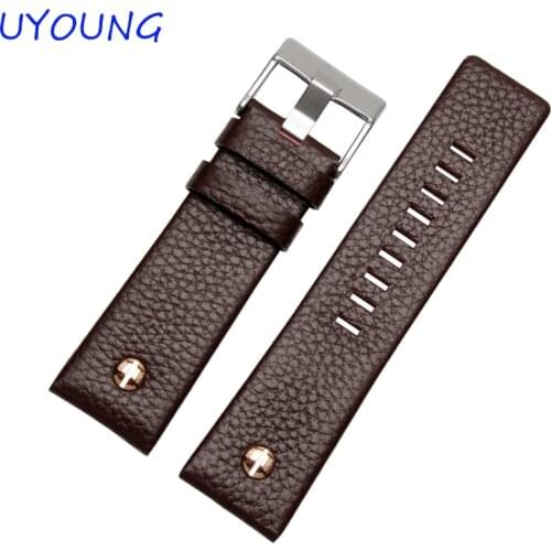Quality leather strap 22mm 24mm 26mm 28mm 30mm black brown mens watchband replacement leather bracelet