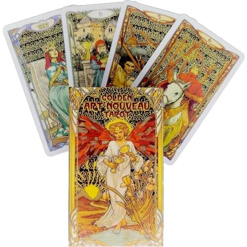 Golden Art Nouveau Tarot Cards Mystical Guidance Divination Entertainment Partys Board Game Supports Wholesale 78 Sheets/Box