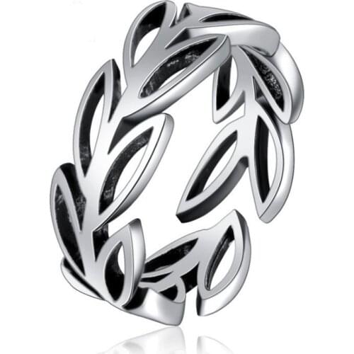 New Trendy Silver Color Leaf Rings For Women Wedding Men Jewelry Finger Rings Wholesale
