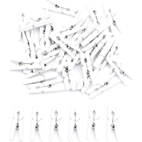 LF 50pcs White 8x31mm Wooden Clip Flatback Cabochon Decoration Handicraft For Scrapbooking Cardmaking Cute DIY Accessories