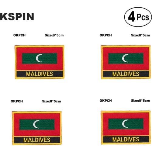 Maldives Rectangular Shape Flag Iron on Saw on Patches Embroidered Flag Patches National Flag Patches for Clothing