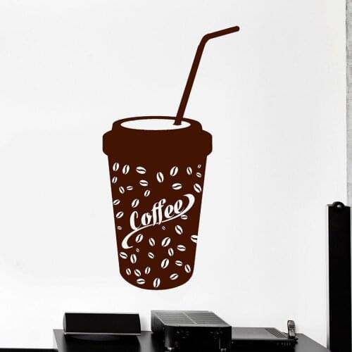 Wall Decal Paper Cup Coffee Beans Art Mural Coffee Shop Cafe House Decor Vinyl Window Glass Stickers Removable Wall Art S1136