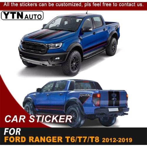 Hood Side Door Roof Back Door Car Stickers Stripe Graphic Vinyl Decals For Ford Ranger 2012 2013 2014 2015 2016 2017 2018 2019