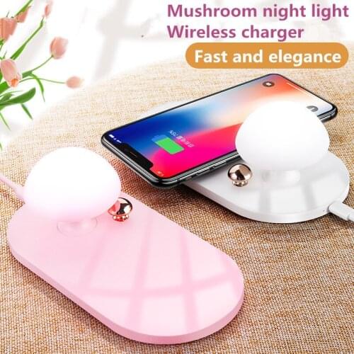 Mushroom Lamp Desktop QI Wireless Charger 10W Fast Charging for iPhone X 8 plus Samsung S9 S9+ S8 s6 s7 note8 note5