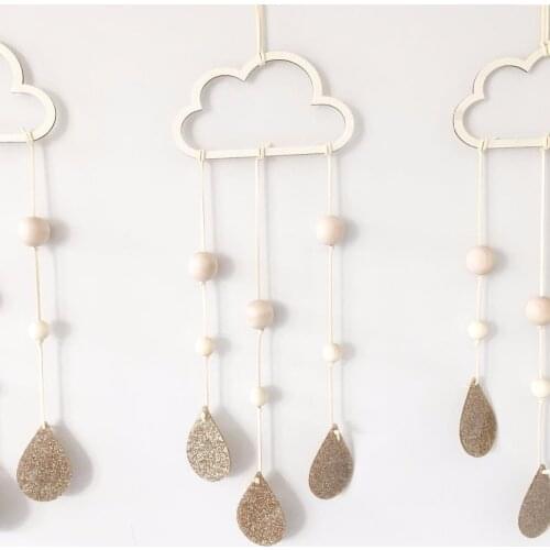 1PC Nordic Europe Wind Hollow Droplet Planet Wood Curtain Wall Pendant Children Room Hanging Decoration