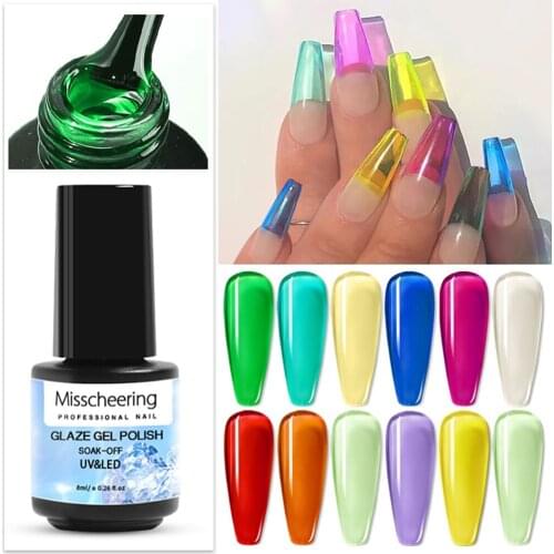 18 Colors 8ml Semi-transparent UV Gel Nail Polish Candy Colored Glaze Nail Varnish Painting Hybrid Soak Off Nail Art Gel Polish