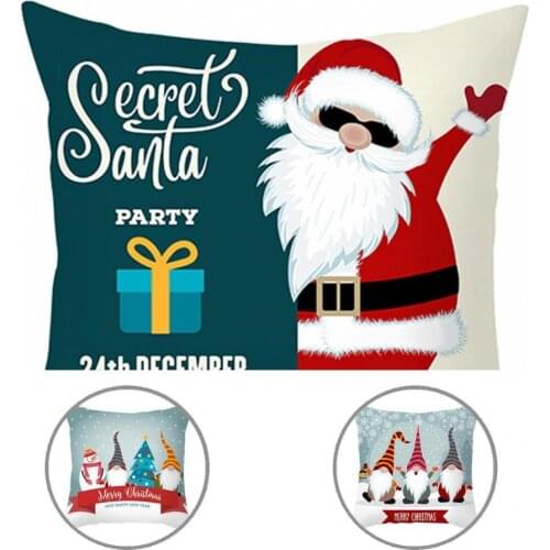 Multi-Color Festive Xmas Gnome Pillowcase Polyester Pillowcase Hidden Zipper Design for Farmhouse