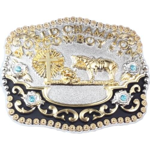Cowboy Style Belt Buckle Big gold belt Agio Horse Designs World Champion For Men Width 4.0cm