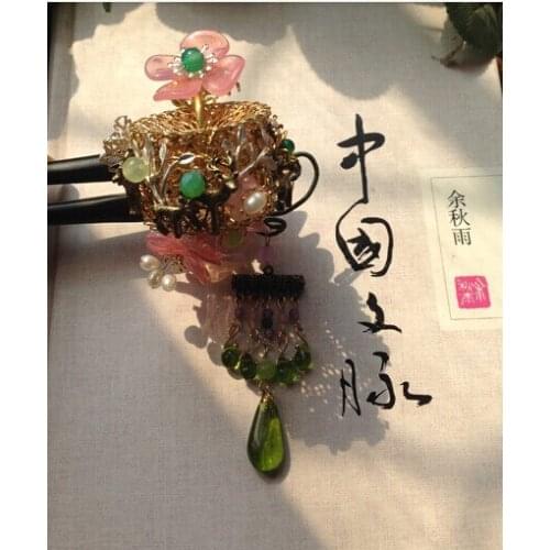 Pure Handmade Rotatable Sandal Wood Hair Stick Jue Lun Vintage Classica Flower Hair Stick Hair Jewelry