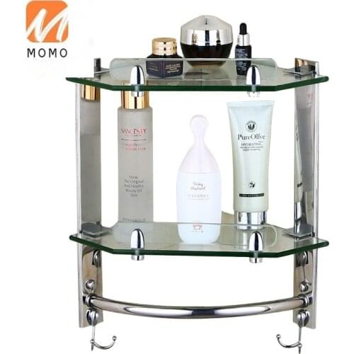 Modern Bathroom Glass Corner Shelf 2/3 Layer Wall Mounted Shelf Stainless Steel Toilet Tripod Corner Frame Bathroom Accessories