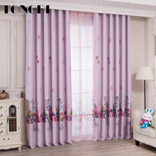 TONGDI Children Blackout Curtains Cartoon House Printing High-grade Decoration For Home Christmas Parlou Bedroom LivingRoom
