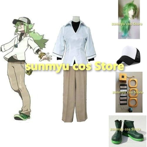 Free Shipping!Pokemon Black and White Versions Trainer N Cosplay Costume,Size customizable,Halloween Performance wholesale