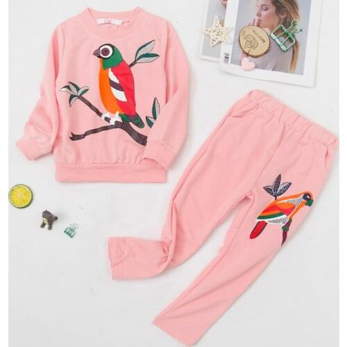 2021 Spring New Girls Suit Three-Color Girl Love Cotton Long-Sleeved Sweater + Culottes Leggings Suit 2-8 Age Baby Girls Clothes