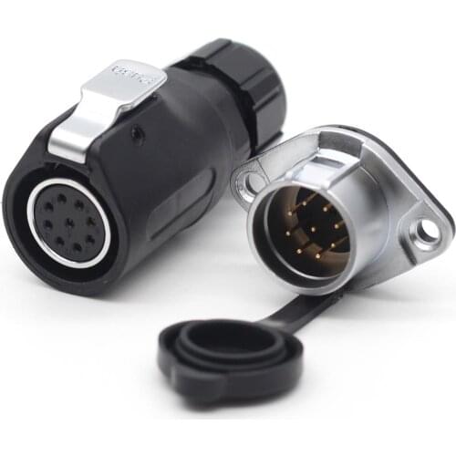 XHP20,IP67 Waterproof 9 Pin LED Light Power Aviation Connector Male Socket Female Plug Cable For 3-12mm