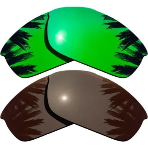 Green Mirrored & Brown Polarized Replacement Lenses for Flak Jacket Frame 100% UVA & UVB
