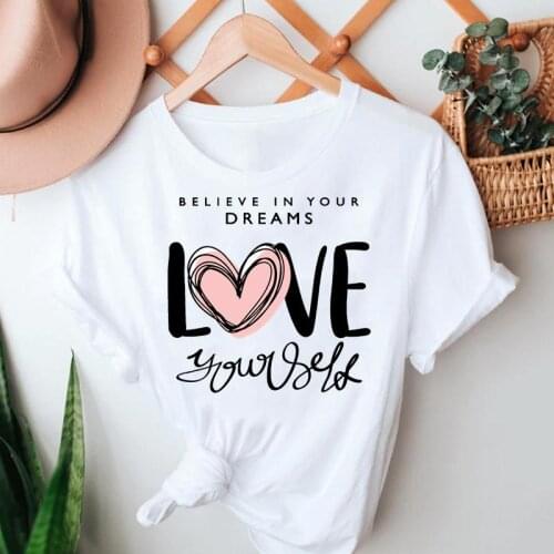 Women Summer Tshirts Letter Fashion Cute Casual 90s Clothing Short Sleeve Clothes Graphic T Top Lady Print Female Tee T-Shirt