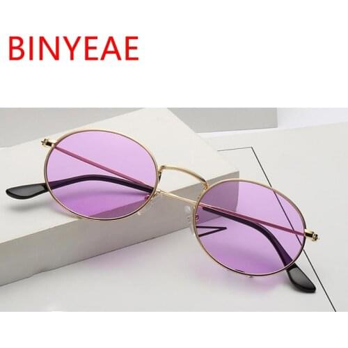 Small Oval Sunglasses Woman Metal Frame Yellow Red Purple Vintage Females Male Sun Glasses Round Clear Lens Sunglasses Cute Sexy