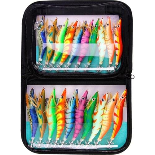 10Pcs 12g/14g/19g Artificial Bait Hook Fishing Squid Bait Shrimp Jig Hook 3D Eyes Luminous Octopus Lures Cuttlefish Fishing Lure