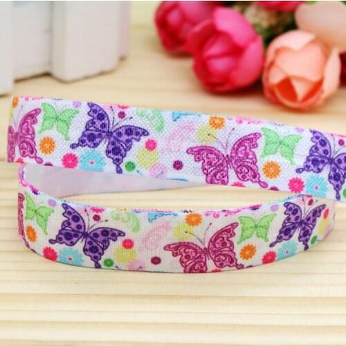 5/8'' Free shipping Fold Elastic FOE butterfly printed headband headwear hairband diy decoration wholesale OEM H4815