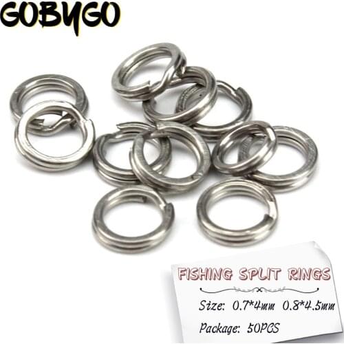 50Pcs/lot Classic Black Nickel Color Stainless Steel Split Ring Fishing Connector Fish Hooks Fishing Tools
