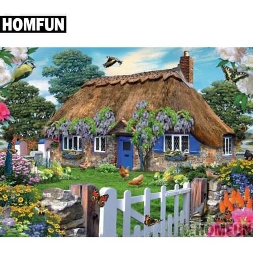 HOMFUN Full Square/Round Drill 5D DIY Diamond Painting "House Garden" Embroidery Cross Stitch 5D Home Decor Gift A04117