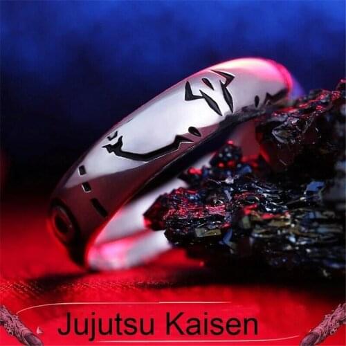 Anime Jujutsu Kaisen Ryomen Sukuna Itadori Yuji Cosplay S925 Silver Ring Fashion Adjustable Finger Rings Jewelry Xmas Gift