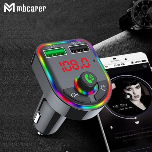 3.1A 1A FM Transmitter Bluetooth-compatible 5.0 Car Kit 2USB Car Charger Dual USB LED Display MP3 Music Player Support TF U Disk
