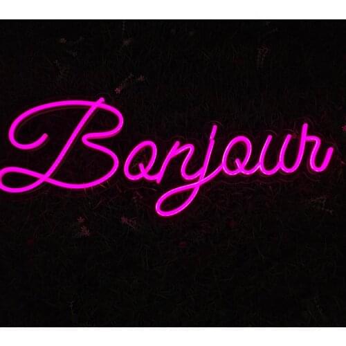 Bonjour Custom Neon Sign Led light liTransparen Adjustable Voltage Wedding Wall Art Home Bar anime neon light neon sign gym