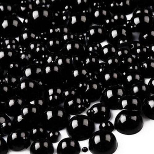 Black Color ABS Half Round Flatback Imitation Pearls Beads For DIY Decoration