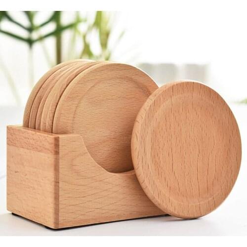 Customized bamboo Wooden pad roundle board Round plate Coaster beech Tray storage trays tea cup Tools ZSN-Coaster