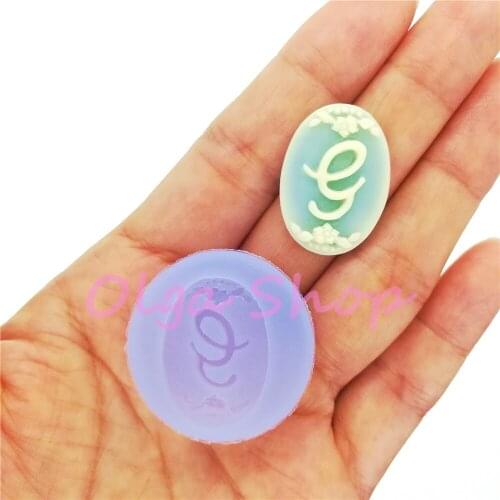 PYL929-PYL934 Letter G H I J K L Cameo Silicone Mold Fondant Cake Decoration Candy Chocolate Resin Clay Necklace Pendant Making
