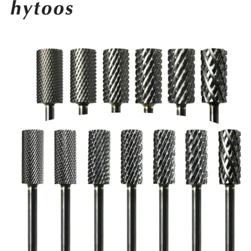 HYTOOS Barrel Nail Drill Bits 3/32" Carbide Nail Bit Rotary Manicure Cutters Nails Accessories Gel Removal Milling Cutter Tool
