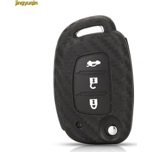 Jingyuqin 30pcs Remote Car Key Carbon Silicone Case Cover For Hyundai HB20 Santa Fe I40 IX35 Mistra Accent Solaris Elantra Verna