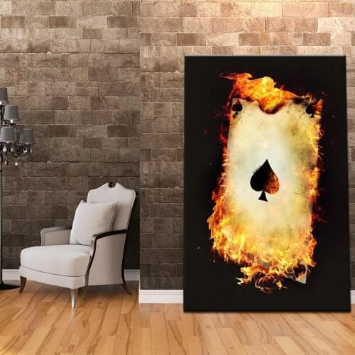 Canvas Painting Wall Art Home Decor Gambling Poker Ace of spades Pictures HD Prints Club Casino bar restaurant Decoration Poster