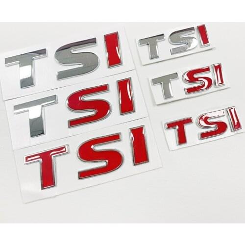 Red Silver TSI 3D Metal Car Side Fender Rear Trunk Emblem Badge Sticker Decals for Sagitar Golf Magotan Polaris