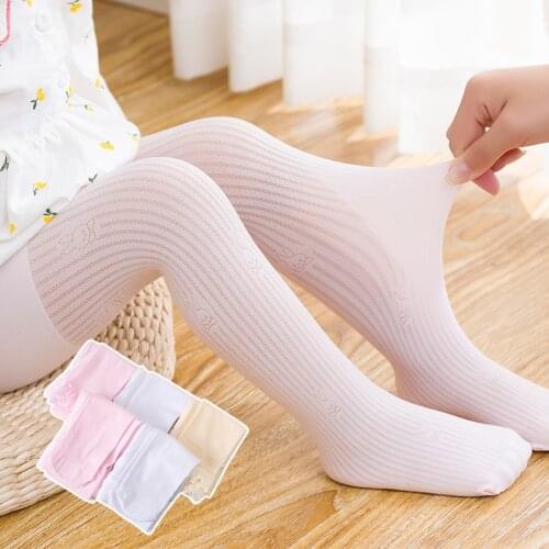 Baby vertical striped hollow bow tie rabbit dual-use file summer thin breathable anti-mosquito velvet nine-point leggings