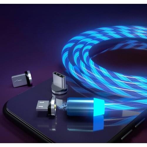 Magnetic Cable USB Type C LED luminous Charging Cable For iphone 11 Pro X Xiaomi Samsung S8 Micro USB Phone Glowing Charger Cord