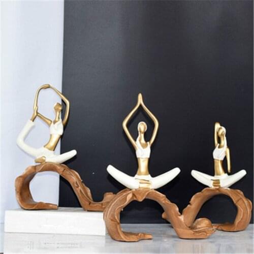 [MGT] European Style Abstraction Yoga Figure Resin Craftwork Sculpture Creative Yoga Studio Show Shelf Decoration X2041