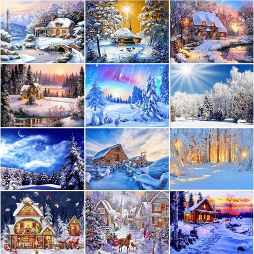 5D DIY diamond painting landscape winter full square/round diamond embroidery kit mosaic rhinestone decoration gift cross stitch