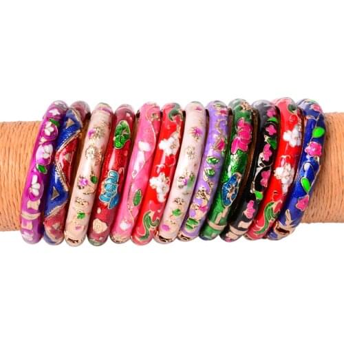 Wholesale 20pcs Lots Chinese Crafts Cloisonne Enamel Bangle Bracelet Children Charming Alloy Ethnic Bracelets Version Jewelry
