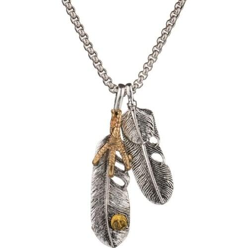 2018 Hip Hop Leaf Feather Pendant Men Necklaces For Men Woman Boy Girl Chain Pendants For Mens Men Jewelry