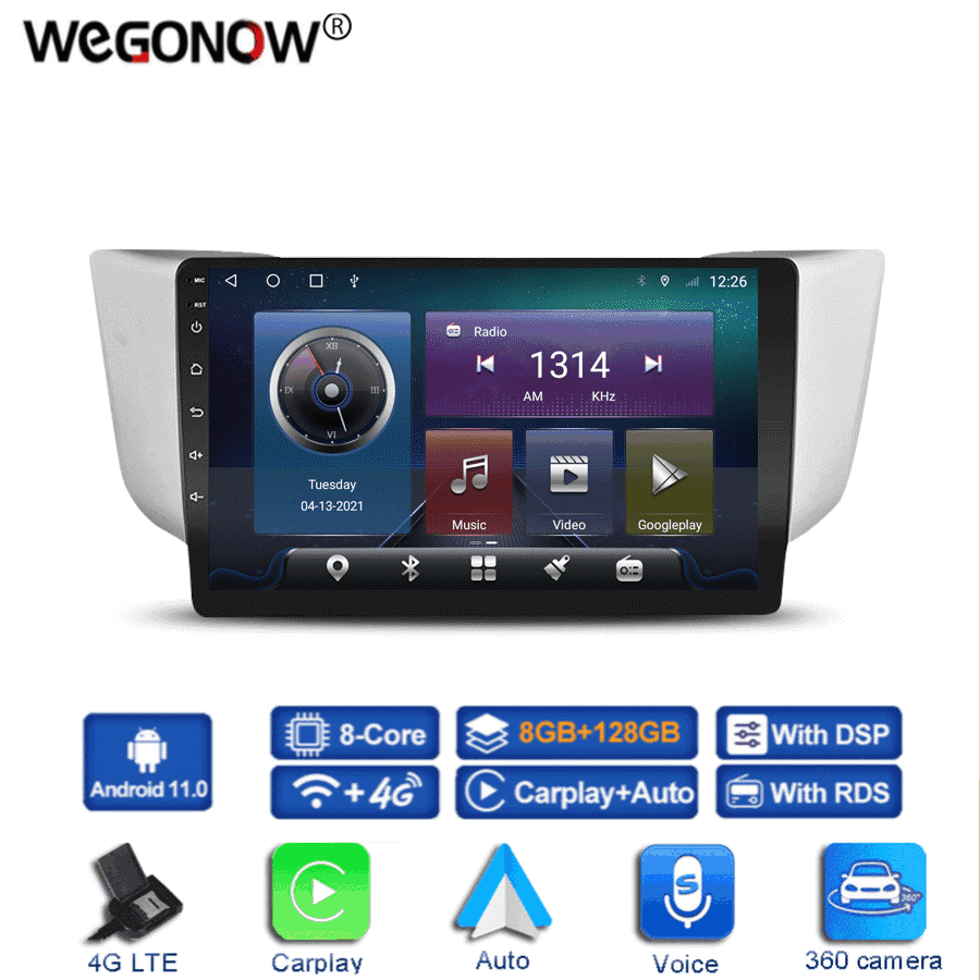 Panoramic Camera 6G+128G Android 10.0 Car DVD Player GPS WIFI Bluetooth RDS Radio For Lexus RX300 RX330 RX350 RX400H 2004 - 2009